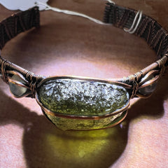 Moldavite & Copper bracelet - Moonstone accents.
