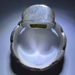 Square Knot Band Moldavite Silver Ring – Size 8 (Q)