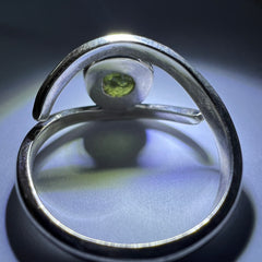 All Seeing Eye Moldavite Silver Ring – Size 8 (R)
