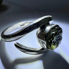 All Seeing Eye Moldavite Silver Ring – Size 8 (R)
