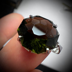 Faceted Octagon Moldavite Pendant (6.65ct - 13 x 13mm)
