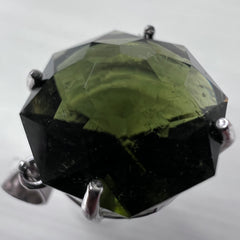 Faceted Octagon Moldavite Pendant (6.65ct - 13 x 13mm)