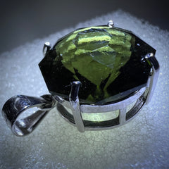 Faceted Octagon Moldavite Pendant (6.65ct - 13 x 13mm)