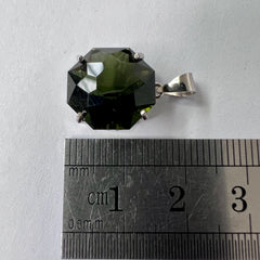 Faceted Octagon Moldavite Pendant (6.65ct - 13 x 13mm)