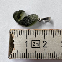 0.85g Moldavite Rhodium-Plated Silver Pendant