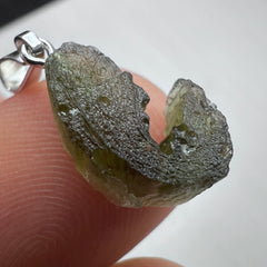 0.85g Moldavite Rhodium-Plated Silver Pendant
