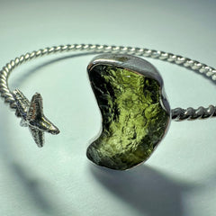 Star Moldavite Silver Bracelet