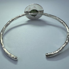 Moldavite Silver Cuff Bracelet 2.7g