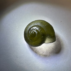 Exquisite Tiny Moldavite Carving – “Snail Shell” by Pavlína Cambalová