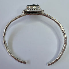 Moldavite Silver Cuff Bracelet 2.7g