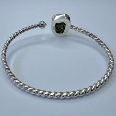 Elegant Moldavite Silver Cuff Bracelet 2.6g