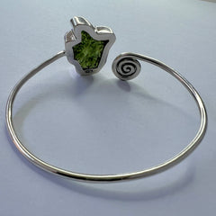 Moldavite Spiral Silver Bracelet 3.7g