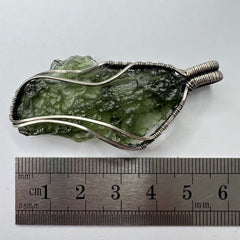 5.8g Moldavite Angel Chime Pendant in Antiqued Silver