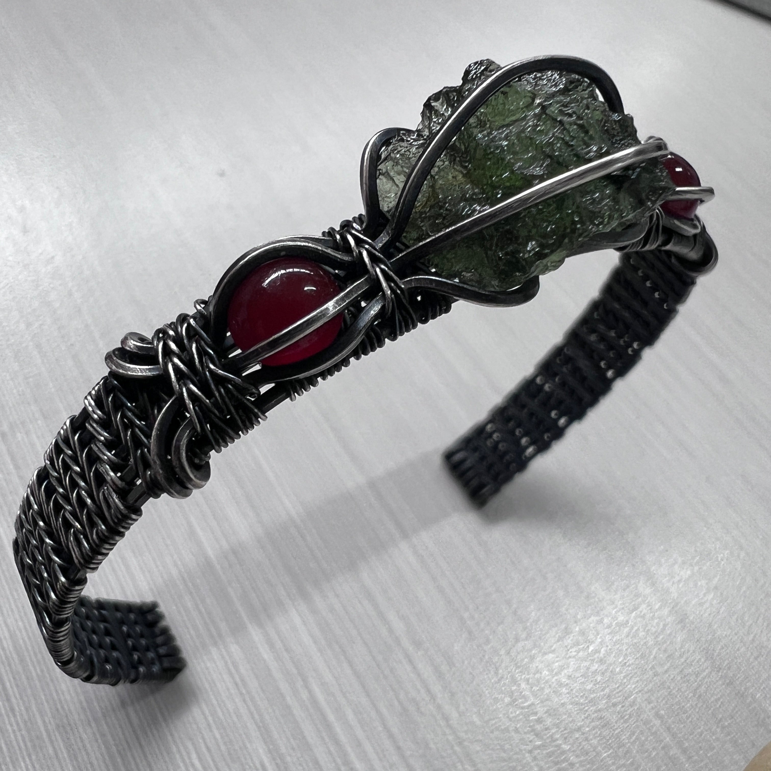 Moldavite Sterling Silver Bracelet