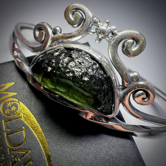 Moldavite Silver Bracelet