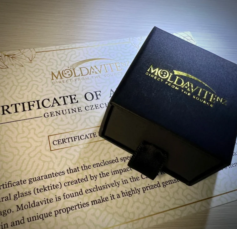 Moldavite necklace with certificate