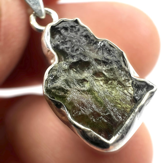 3.42g Bezel Set Moldavite/Silver Pendant