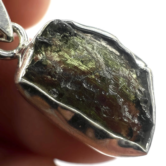 2.95g Bezel Set Moldavite/Silver Pendant