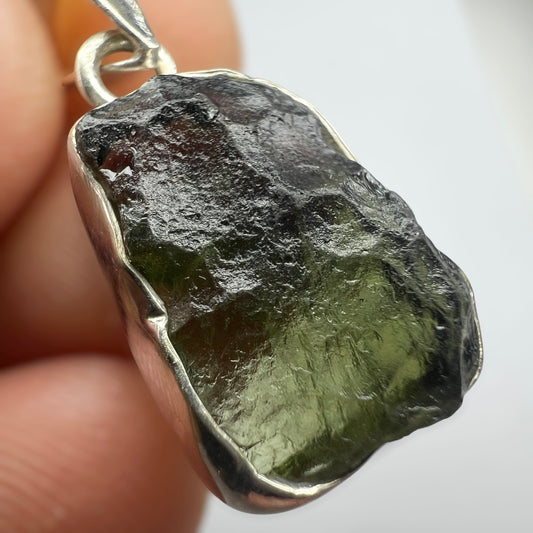 3.74g Bezel Set Moldavite/Silver Pendant