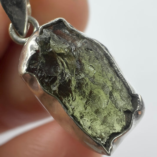 4.11g Bezel Set Moldavite/Silver Pendant