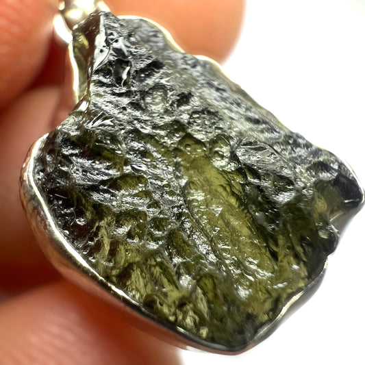 3.81g Bezel Set Moldavite/Silver Pendant