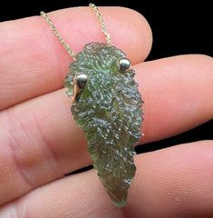 3.3g Moldavite Pendant in Solid 14K Gold