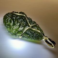 8.3g Moldavite Pendant in Solid 14K Gold