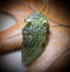 3.3g Moldavite Pendant in Solid 14K Gold