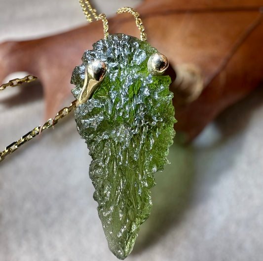 3.3g Moldavite Pendant in Solid 14K Gold