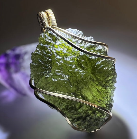 8.9g Moldavite & Gold Wrap Pendant 14k Gold Fill
