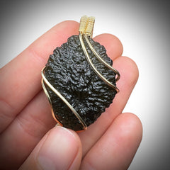 8.9g Moldavite & Gold Wrap Pendant 14k Gold Fill