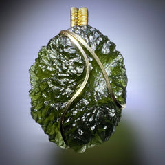 11.3g Moldavite & Gold Pendant