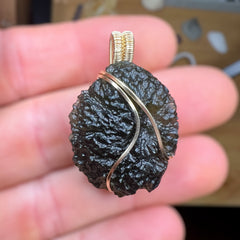 11.3g Moldavite & Gold Pendant