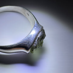 Moldavite Silver Ring (Size 11 - W)
