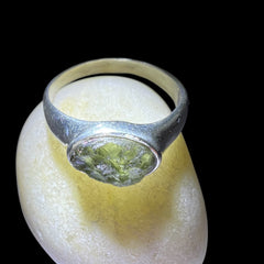 Moldavite Silver Ring (Size 11 - W)
