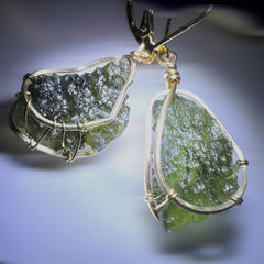 Elegant Moldavite Earrings 14k Gold Fill