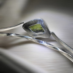 Elegant Moldavite Silver Bracelet