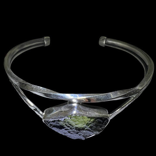 Elegant Moldavite Silver Bracelet