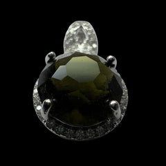 Faceted Moldavite pendant with Zircon 3.28ct