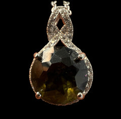 Faceted Moldavite pendant with Zircon 3.28ct
