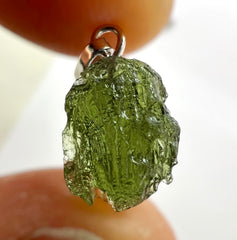 0.78g Moldavite Rhodium-Plated Silver Pendant