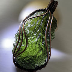 Awe-Inspiring Moldavite Pendant — 16.8 g Chlum Specimen in Antiqued Copper