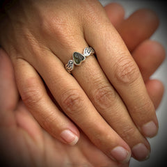 Long Heart Shaped Moldavite Silver Ring – Size 6 (N)