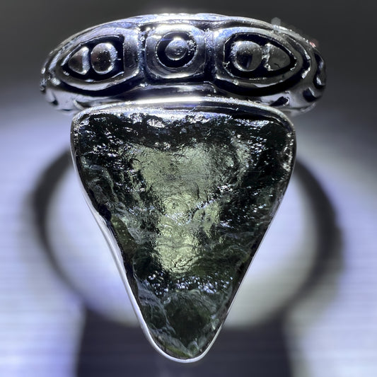 Bezel Set Silver Ring - Slightly Adjustable Size 7.5 (P)