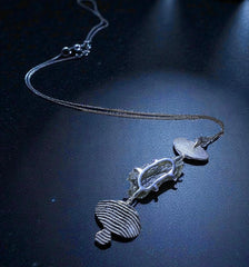 Dual Tail Design Silver Plated Moldavite Necklace