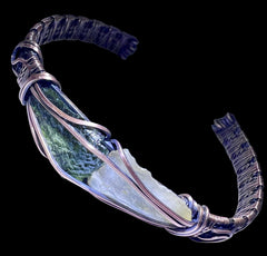 0.93g Chlum Moldavite & 0.68g Libyan Desert Glass Solid Copper Bracelet