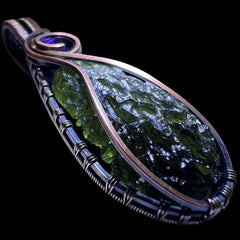 Remarkable Moldavite & Amethyst Pendant