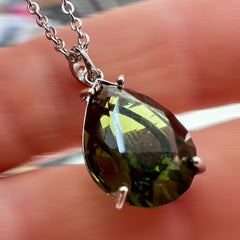 Exquisite Faceted "drop" Moldavite Pendant