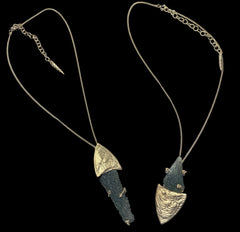 Leaf-Inspired Gold-Plated Moldavite Necklace (3.45g) — Chlum, Czech Republic