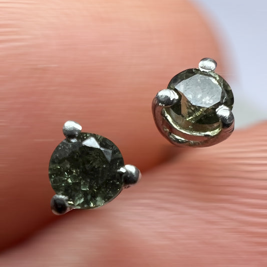 Celestial Glow Moldavite Stud Earrings